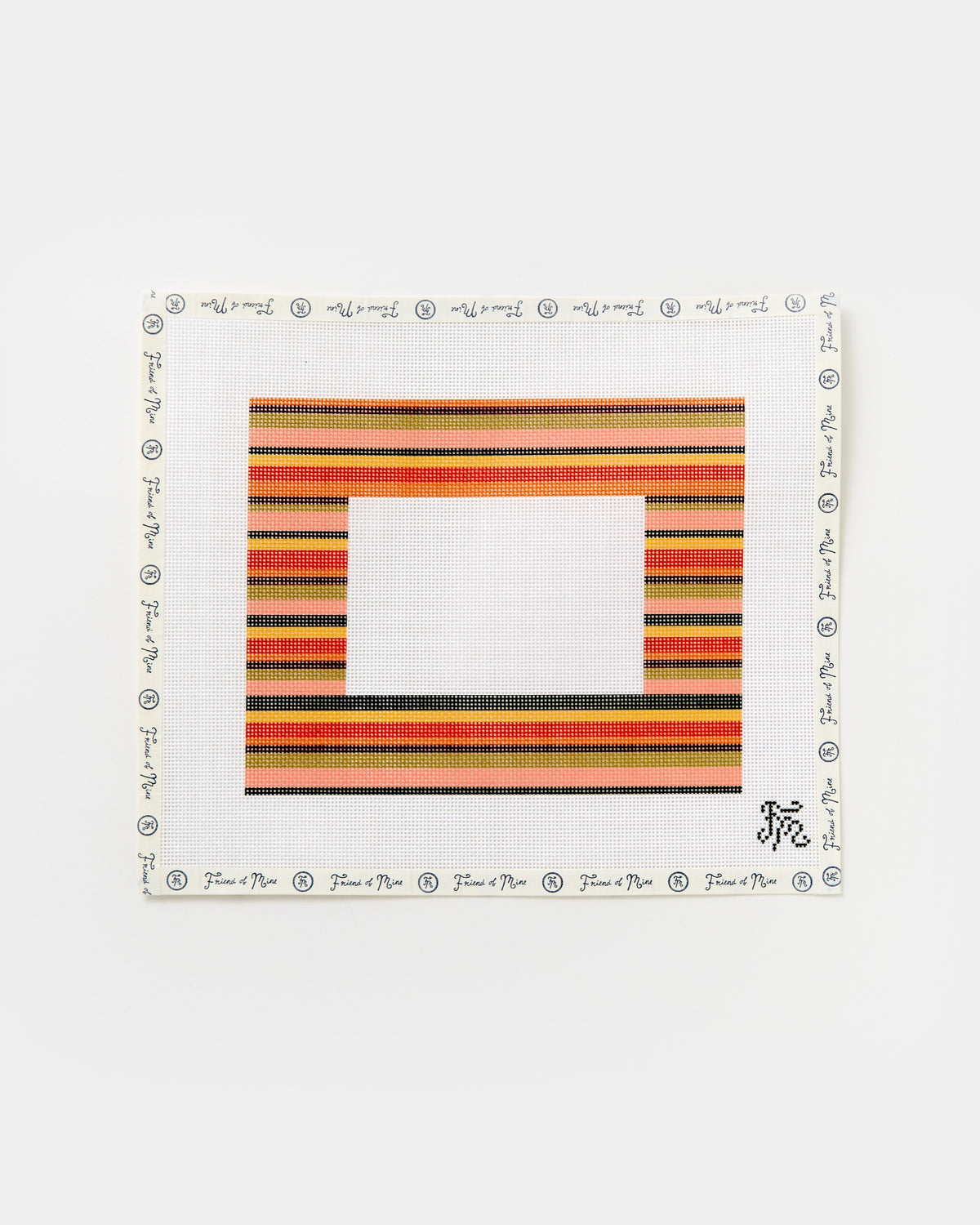 Fall Stripe Frame needlepoint canvas